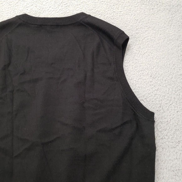 Alan Flusser Sweater Mens XL Black Wool V-Neck Sleeveless Vest‎ Golf Lightweight - Picture 3 of 14